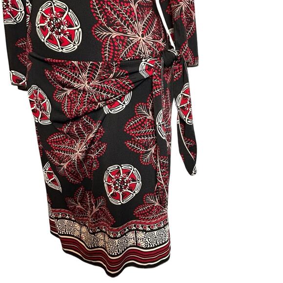 Sophie Max Dress Womens Size XS Black Red Stretch Sheath Wrap Floral Boho Fitted - Picture 5 of 11